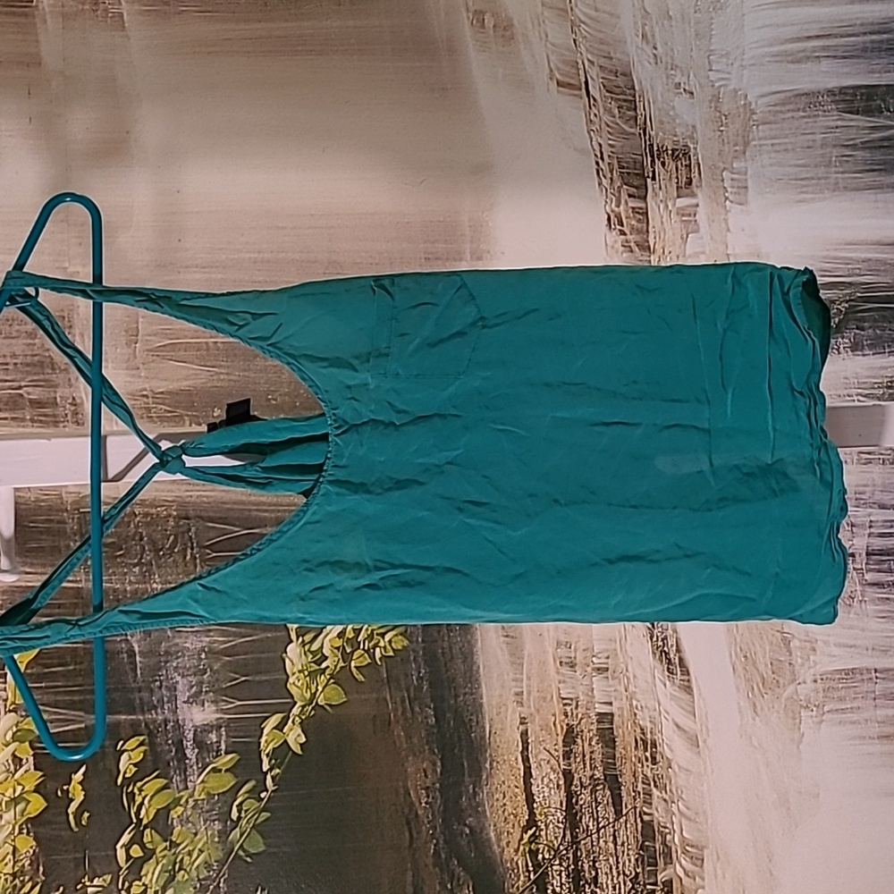 Forever 21 Womens Large Sea green silk tank top camisole racerback straps
